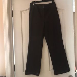 Gorgeous work pants by Julie Mitchell. Brown with white accented stitching.